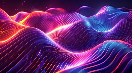 Wall Mural - A colorful, abstract image of a wave with neon colors. The image is meant to evoke a sense of movement and energy