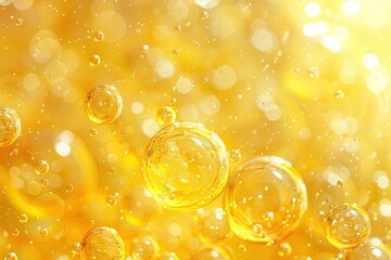 Wall Mural - A yellow background with many small bubbles