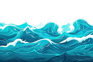 Wall Mural - A blue ocean with waves crashing against the shore. The water is rough and choppy, creating a sense of movement and energy. The sky is clear and bright