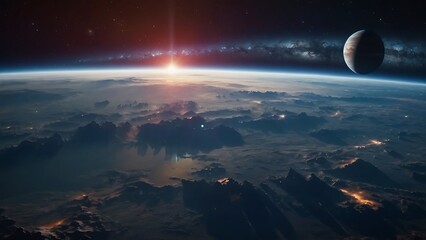 space view earth and moon