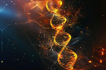 Wall Mural - glowing 3d dna helix structure on abstract futuristic background digital art