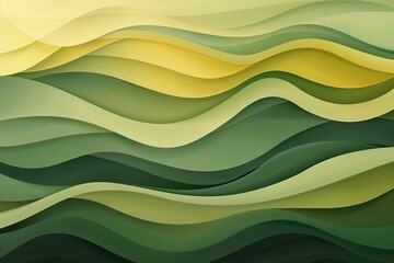 Wall Mural - dynamic horizontal banner. modern soft curvy waves background design with yellow green, dark olive green and olive drab color1