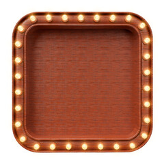 Sticker - Vintage wooden frame with lights in 3d realistic render with transparent background