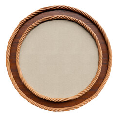 Sticker - Round wooden frame with rope in realistic 3d render with transparent background