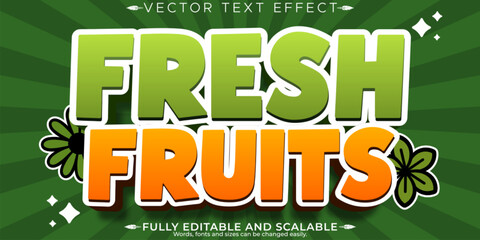 Wall Mural - Fresh fruit text effect, editable natural and organic text style