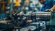 © furyon - skilled machinist working in factory with copy space blurred background industrial setting