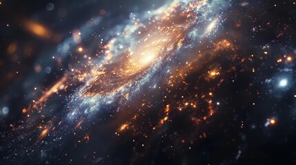 Wall Mural - Illustrate a depiction of dark matter as a mysterious, invisible force interacting with visible galaxies in the universe, Close up