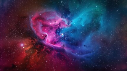 Wall Mural - A colorful nebula cloud swirling with deep magentas and cerulean blues, set against a glittering starry night sky in the galaxy.