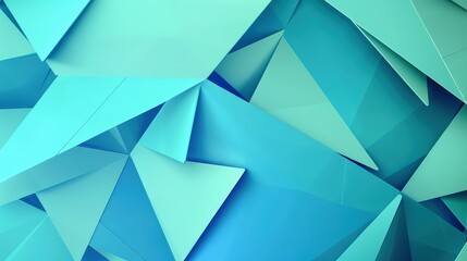 Wall Mural - a geometric abstract background featuring overlapping triangles in varying shades of blue and turquo