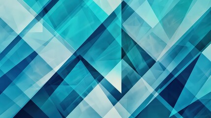 Wall Mural - a geometric abstract background featuring overlapping triangles in varying shades of blue and turquo