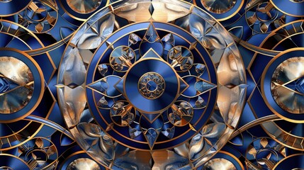 Wall Mural - a luxurious geometric abstract background showcasing symmetrical circles and diamonds in shades of r