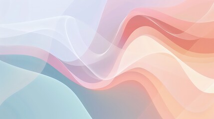 Wall Mural - A minimalist abstract shapes and forms background with smooth curves and flowing lines in subtle pastel colors, providing a serene and elegant aesthetic.