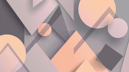 Wall Mural - a minimalist geometric abstract background with overlapping triangles and circles in shades of gray,