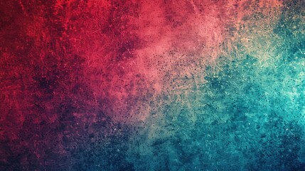 Wall Mural - A radiant gradient background shifting from ruby red to teal blue, enriched with a subtle grainy texture for an elegant fusion.