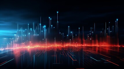 Wall Mural - abstract technology big data background with interconnected digital lines and nodes.