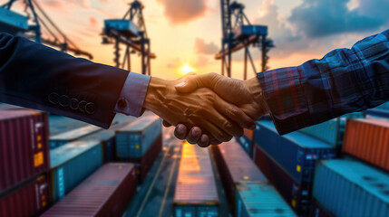 businessman handshake of business deal with logistic