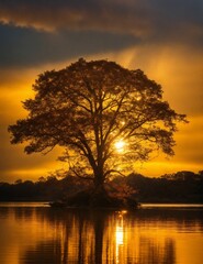 Poster - sunset on the lake