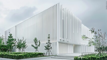 Wall Mural - wallpaper of a contemporary building with a predominantly white facade