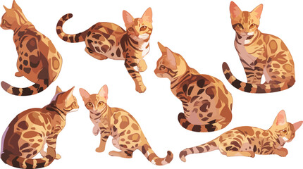 Wall Mural - bengal cat clipart vector for graphic resources