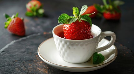 Poster - Strawberry lodged in a dessert cup
