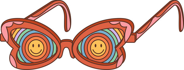 Wall Mural - 70s trippy groovy cartoon sunglasses or eye wear