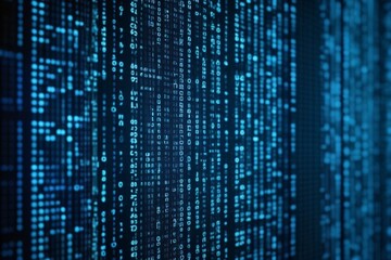 technology background with data binary numbers digital blue coding cyberspace cyber code digital hac