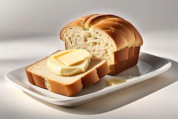 A picture of bread with butter, morning bread, ai generative