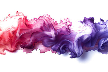 Wall Mural - Purple and pink watercolor paint spreading stain on transparent background.