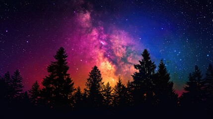 Wall Mural - Colorful milkyway galaxy night stars landscape