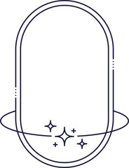 Wall Mural - minimal line frame of oval borders, star twinkles