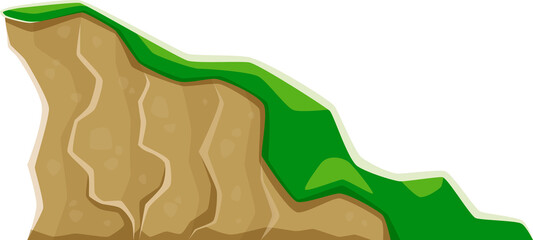 Sticker - Rock, vector mountain covered with green grass