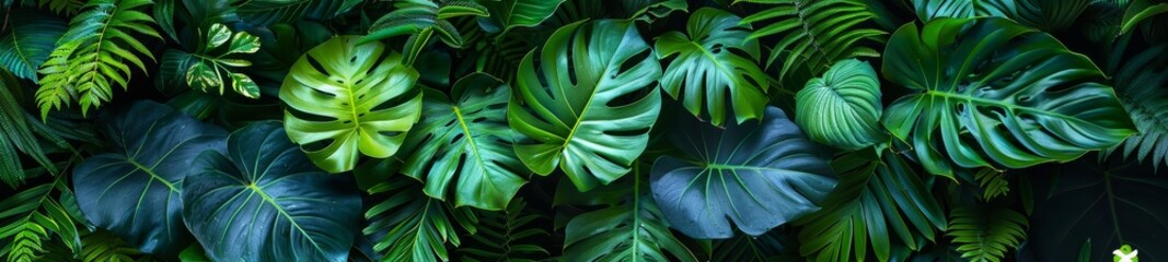 Wall Mural - Background Tropical. Vines snake their way through the canopy, their tendrils reaching out like curious fingers, exploring every nook and cranny of the forest in search of sunlight and sustenance.