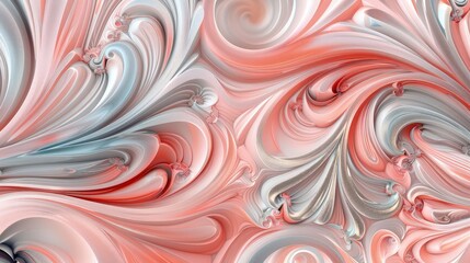 Wall Mural - a stunning fluid art abstract background featuring swirling patterns in pastel pink, coral, and silv