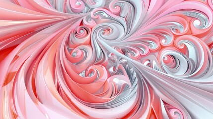 Wall Mural - a stunning fluid art abstract background featuring swirling patterns in pastel pink, coral, and silv