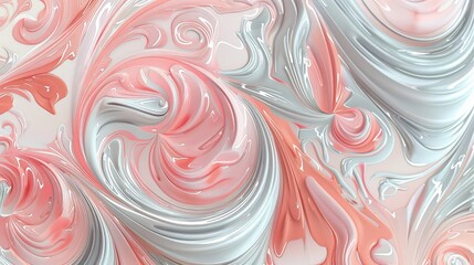 Wall Mural - a stunning fluid art abstract background featuring swirling patterns in pastel pink, coral, and silv