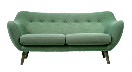 Wall Mural - Modern green textile sofa, Comfortable armchair on white background. Interior element