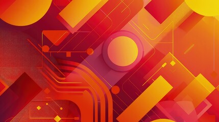Wall Mural - a vibrant abstract shapes and forms background with bold geometric patterns in warm reds and oranges