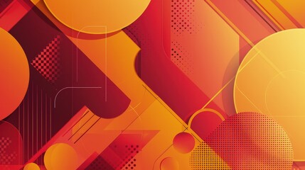 Wall Mural - a vibrant abstract shapes and forms background with bold geometric patterns in warm reds and oranges