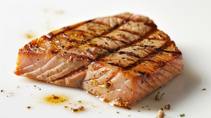 Sticker - Grilled tuna steak on a white background with complete depth of field
