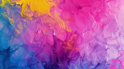 Wall Mural - A vibrant textured abstract background with subtle gradients and fluid paint textures in bright magenta, cyan, and yellow, creating an energetic and creative look.