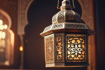 Wall Mural - Elegant Ramadan Lantern for Greeting Cards