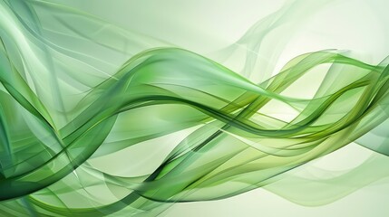 Wall Mural - an abstract background of smooth, flowing green lines that weave together, forming an organic patter