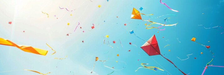 Wall Mural - International kite day concept with copy space area for text