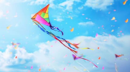 Wall Mural - International kite day concept with copy space area for text