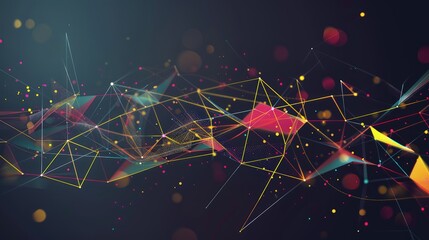 Wall Mural - An abstract idea illustration with interconnected geometric shapes and colorful lines representing the flow of creative thoughts and ideas.