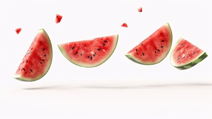 Wall Mural - Falling watermelon isolated on white background