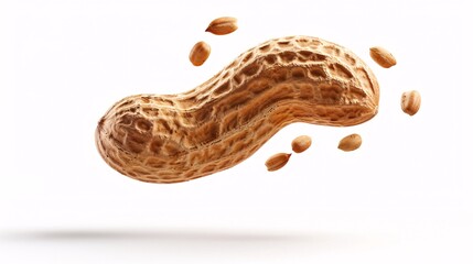 Wall Mural - Falling peanut isolated on white background