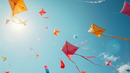 Wall Mural - International kite day concept with copy space area for text