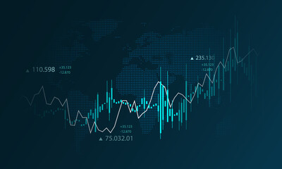 Wall Mural - stock growth graph background, financial technology, exchange market and economic data, investment, 