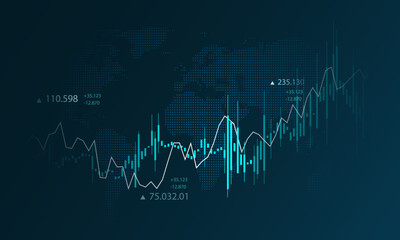 Wall Mural - stock growth graph background, financial technology, exchange market and economic data, investment, 